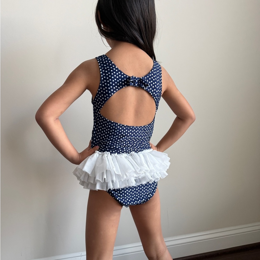 Cat & Jack Navy Polka Dot Tutu Swimsuit